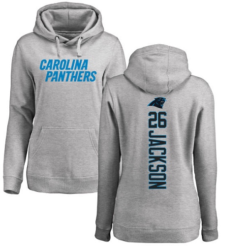 Carolina Panthers Ash Women Donte Jackson Backer NFL Football #26 Pullover Hoodie Sweatshirts
